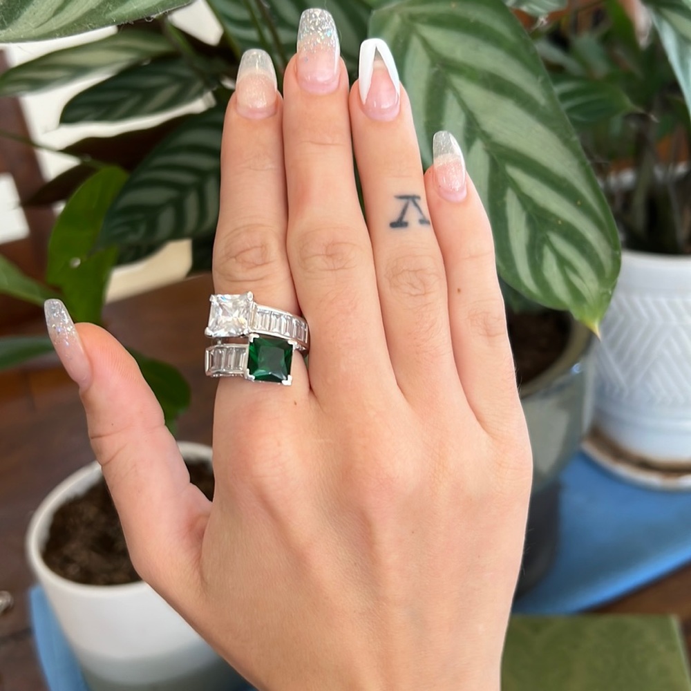 Sterling silver emerald ring